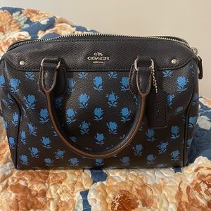 Coach purse Badlands flower print navy blue